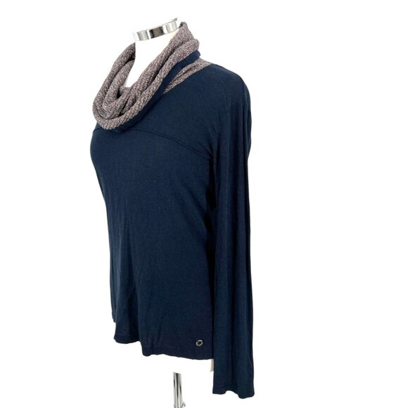 Skunkfunk Navy Long-Sleeve Knit Top With Textured Cowl Neck Size 4 - Picture 5 of 13